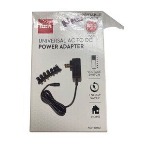 RCA Universal AC To DC Power Adapter With Switchable Voltage & Multiple Tips
